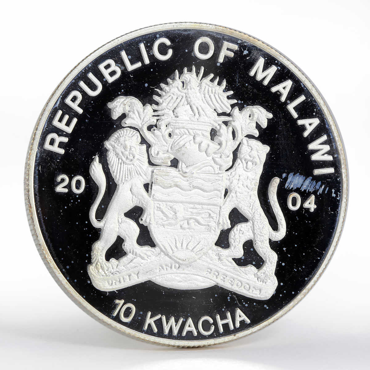 Malawi 10 kwacha Famous Places Monte San Giorgio stamp colored silver proof 2004