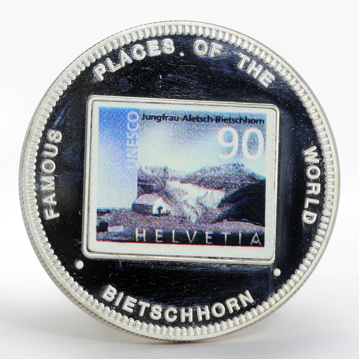 Malawi 10 kwacha Famous Places Bietschhorn stamp colored silver proof 2004
