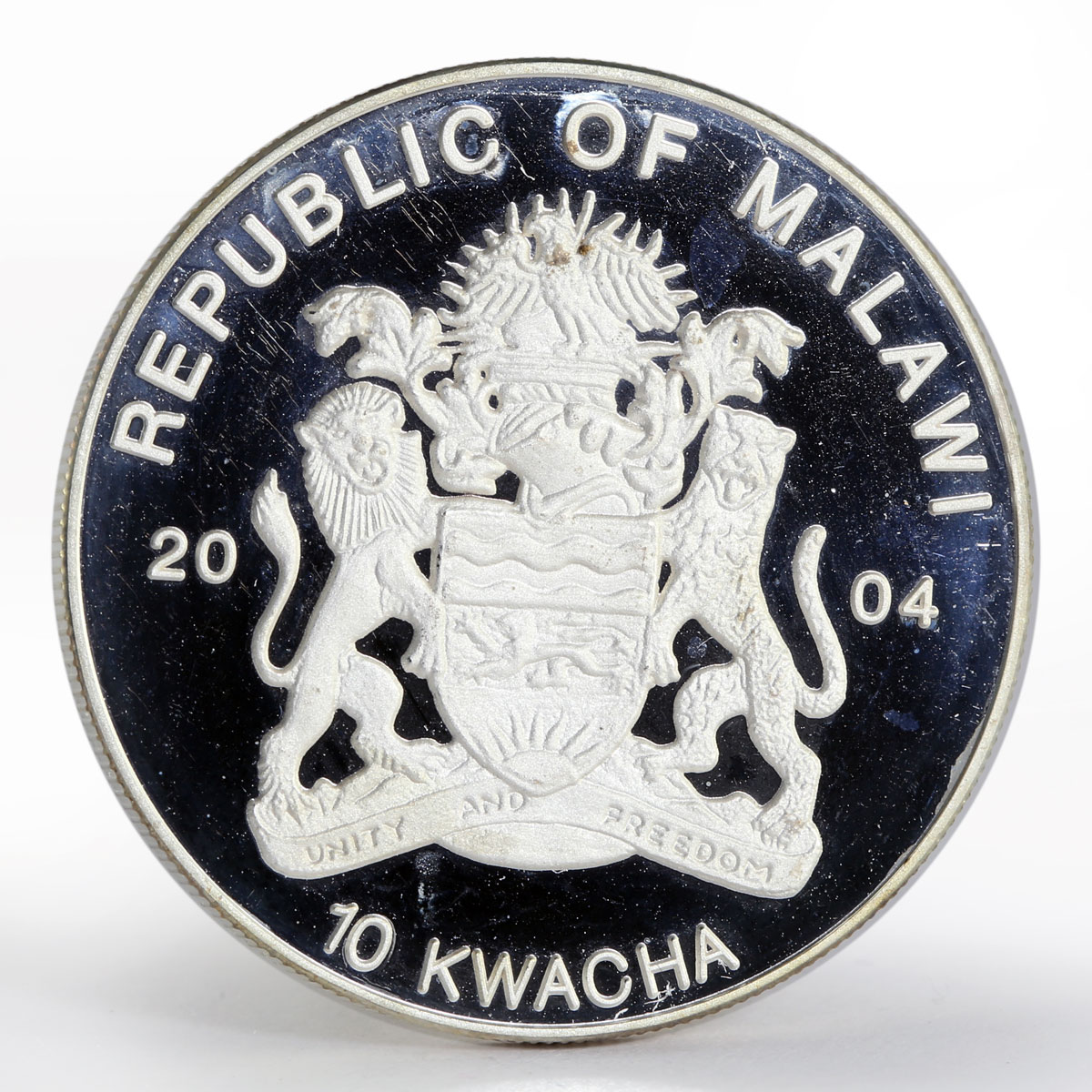 Malawi 10 kwacha Famous Places Bietschhorn stamp colored silver proof 2004