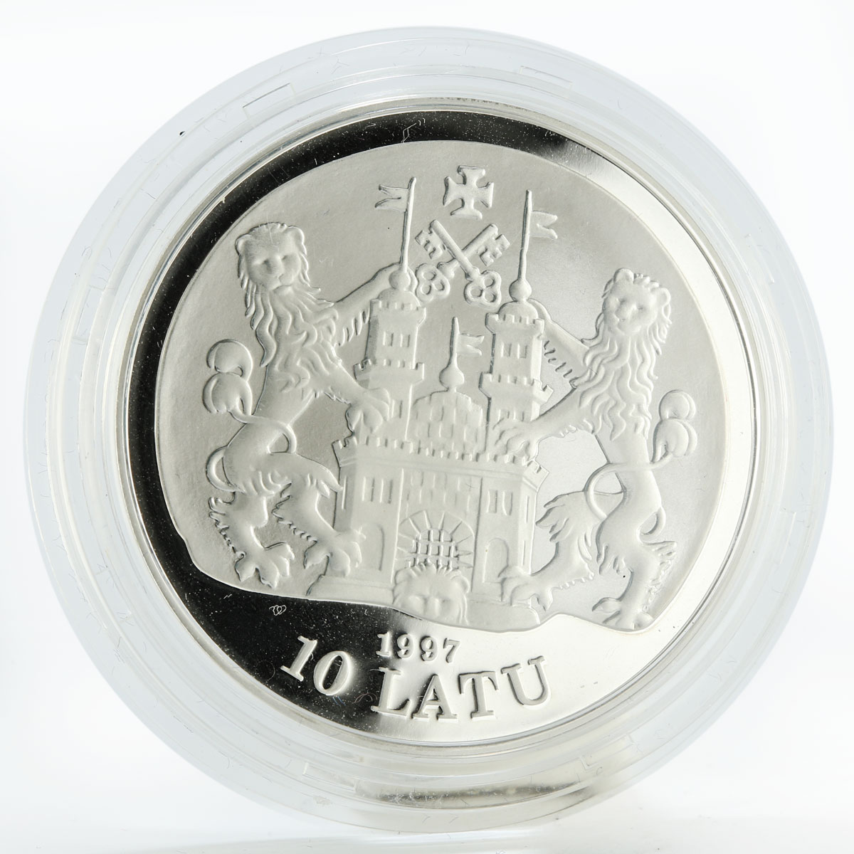Latvia 10 latu 17th Century Riga proof silver coin 1997
