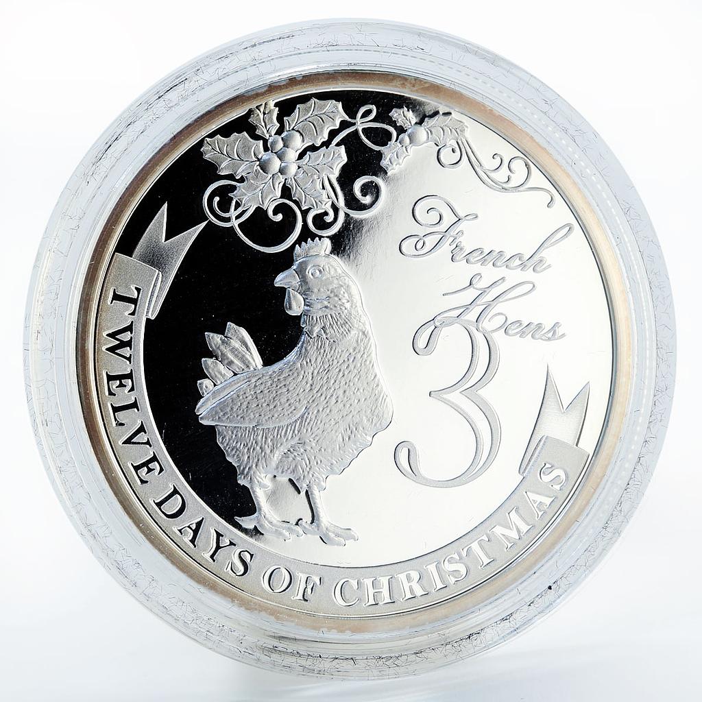 Niue 2 dollars Twelve Days of Christmas French Hens Rooster silver coin 2009