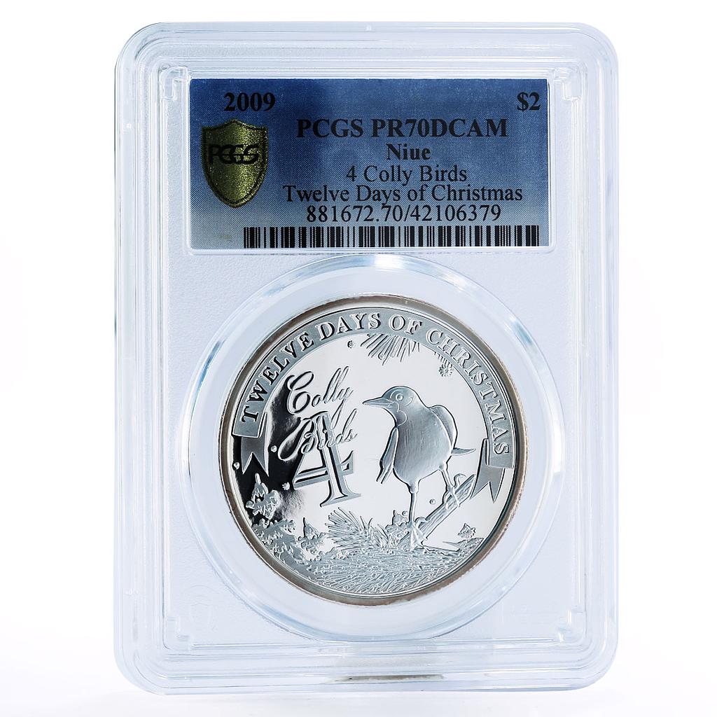Niue 2 dollars  Twelve Days of Christmas Colly Birds PR70 PCGS silver coin 2009