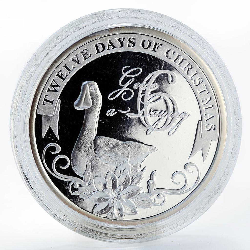 Niue 2 dollars Twelve Days of Christmas Geese a Laying silver coin 2009