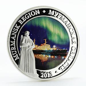 Niue 1 dollar Murmansk Region Ship Lenin Alyosha Monument proof silver coin 2013