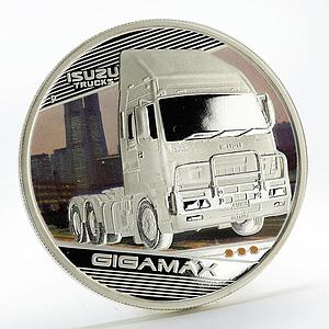 Tuvalu 1 dollar Isuzu Trucks Gigamax colored silver coin 2010