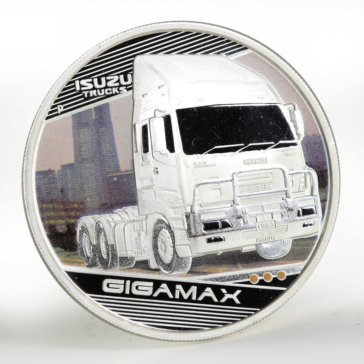 Tuvalu 1 dollar Trucks Gigamax colored silver coin 2010