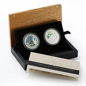 Australia Poland set of 2 coins Kangaroo colored proof silver coin 2013