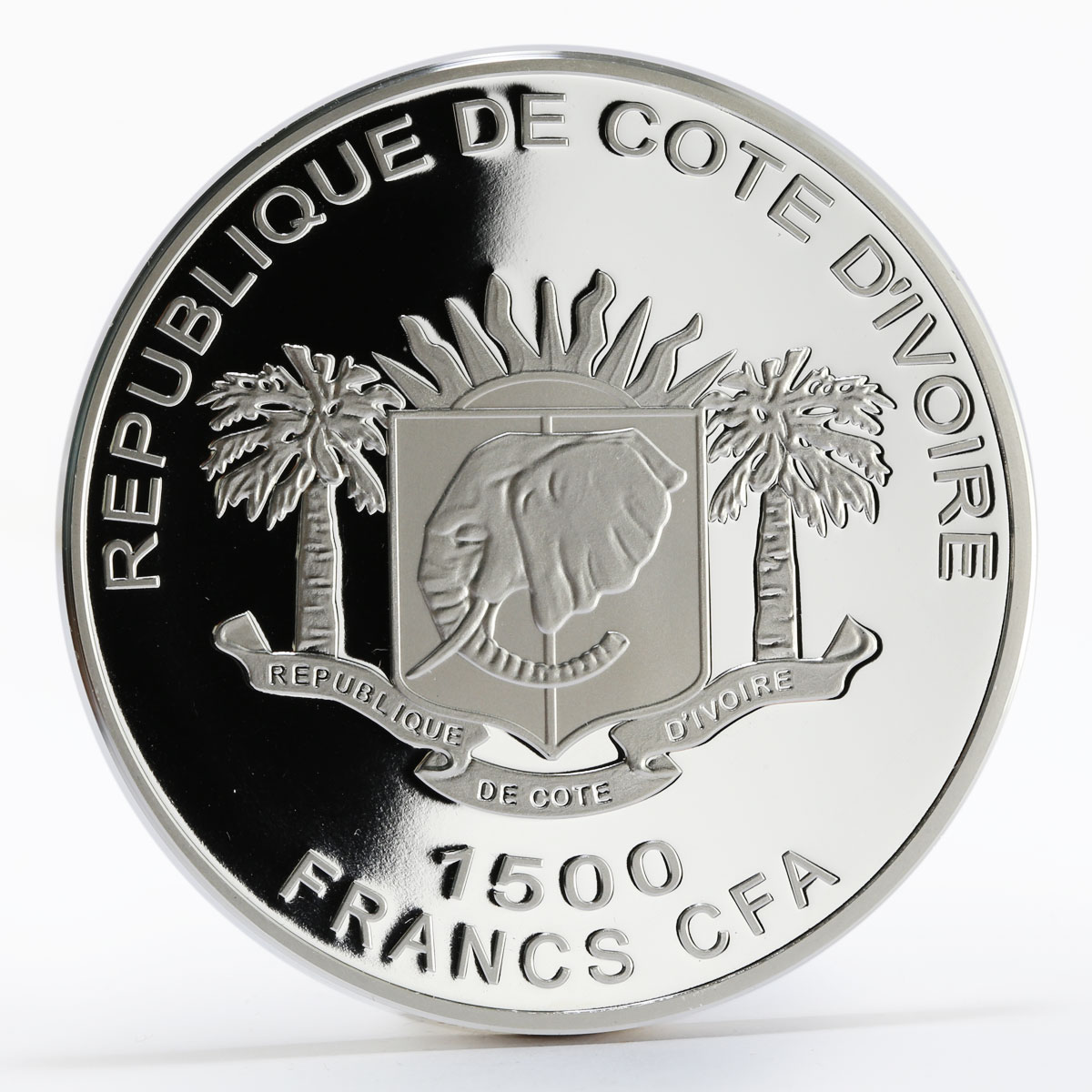 Ivory Coast 1500 francs Ancient Wonder Colossus of Rhodes proof silver coin 2010