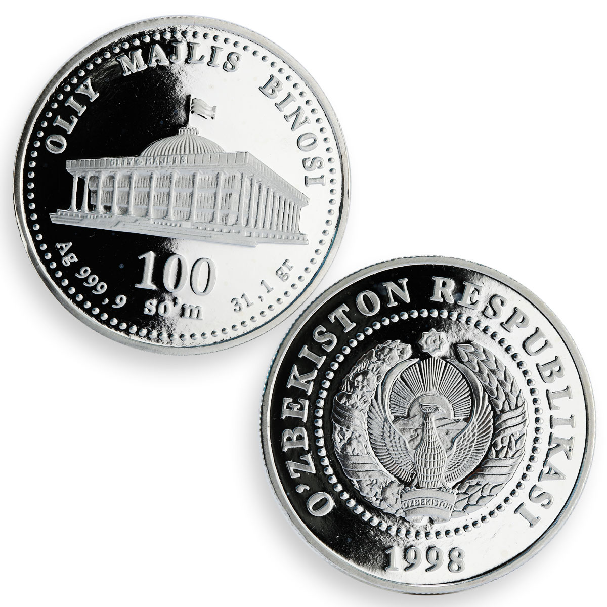 Uzbekistan set 4 coins Historical-Architectural Monuments proof silver 1998