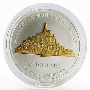 Nauru 10 dollars France Le Mont Saint Michel Architecture silver coin 2006