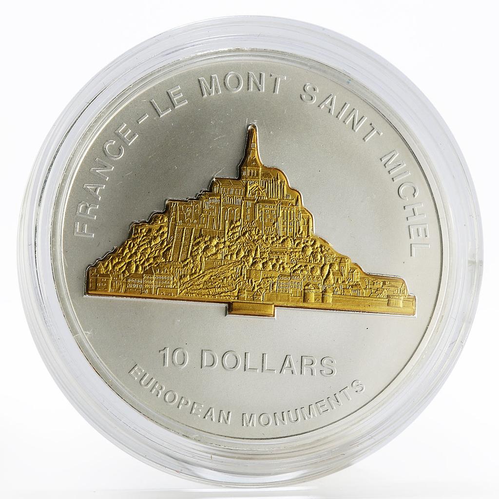 Nauru 10 dollars France Le Mont Saint Michel Architecture silver coin 2006