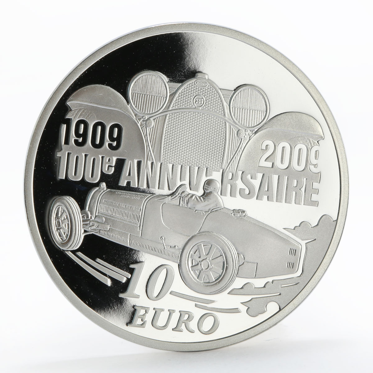 France 10 euro 100th Anniversary brand Ettore Bugatti silver proof coin 2009