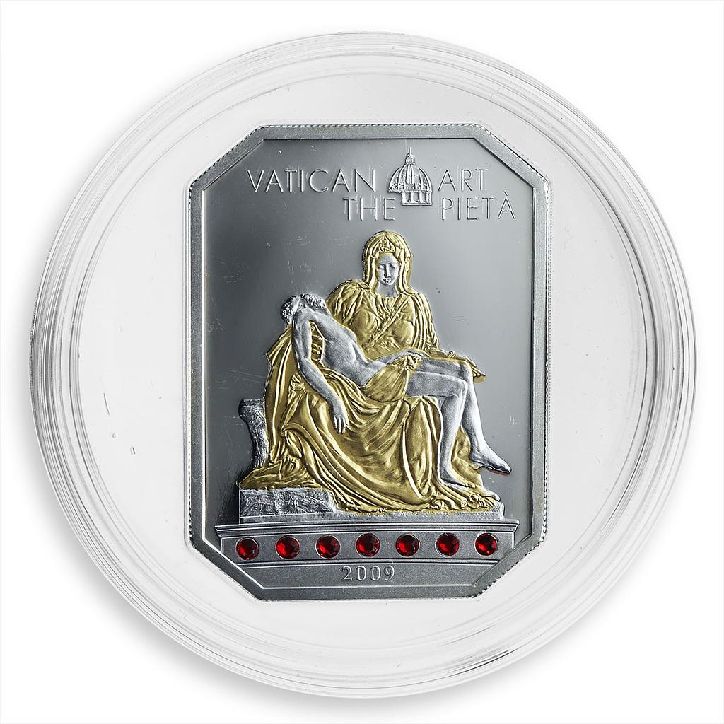 Cook Islands 5 dollars Vatican Art The Pieta Crystals silver coin 2009