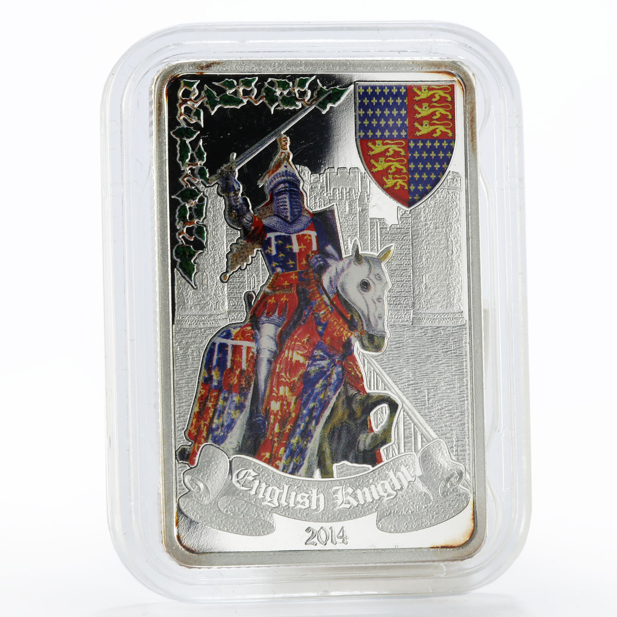 Benin set of 2 coins English and German Knights colored silver proof coin 2014