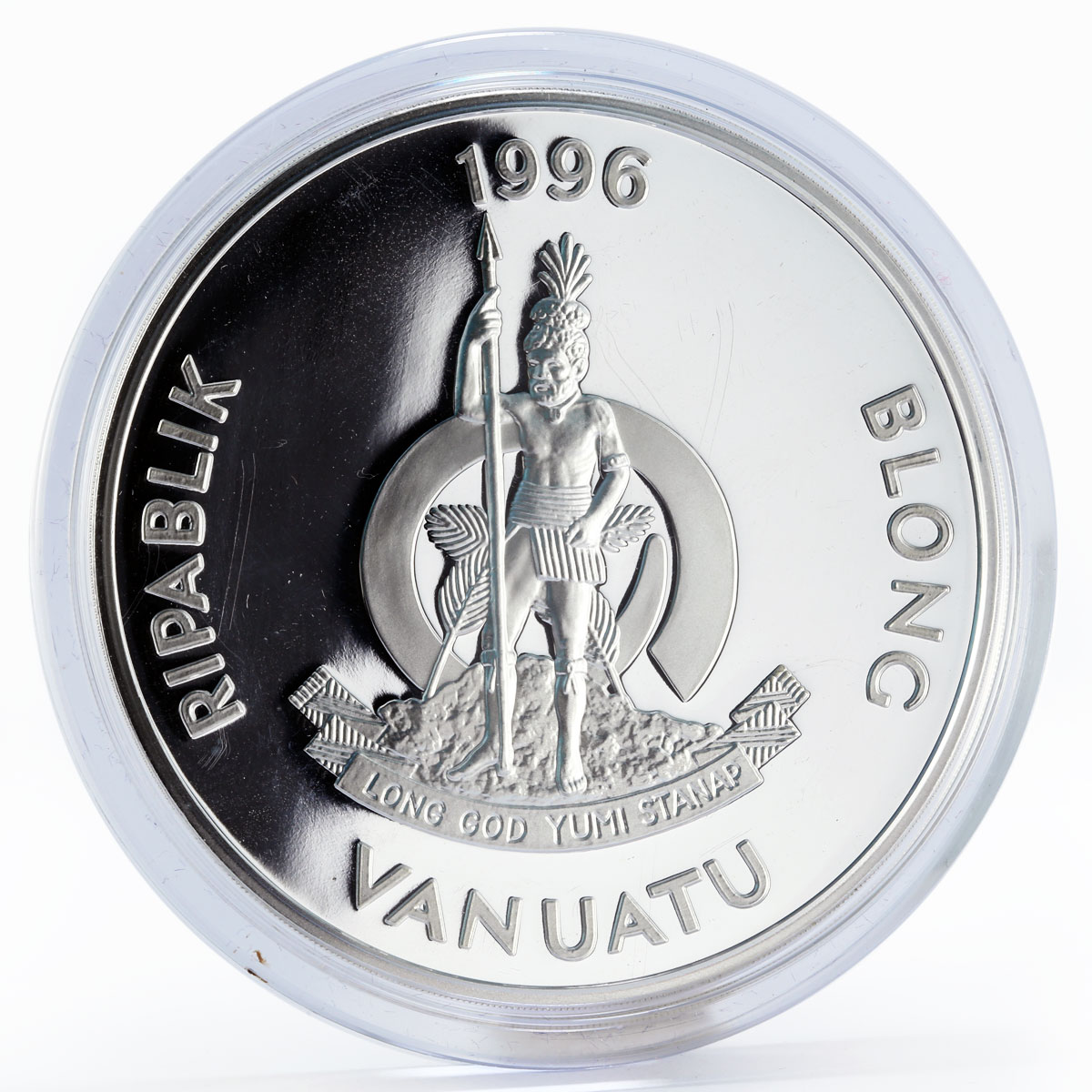 Vanuatu 100 vatu Sailing Ship HMS Resolution proof silver coin 1996