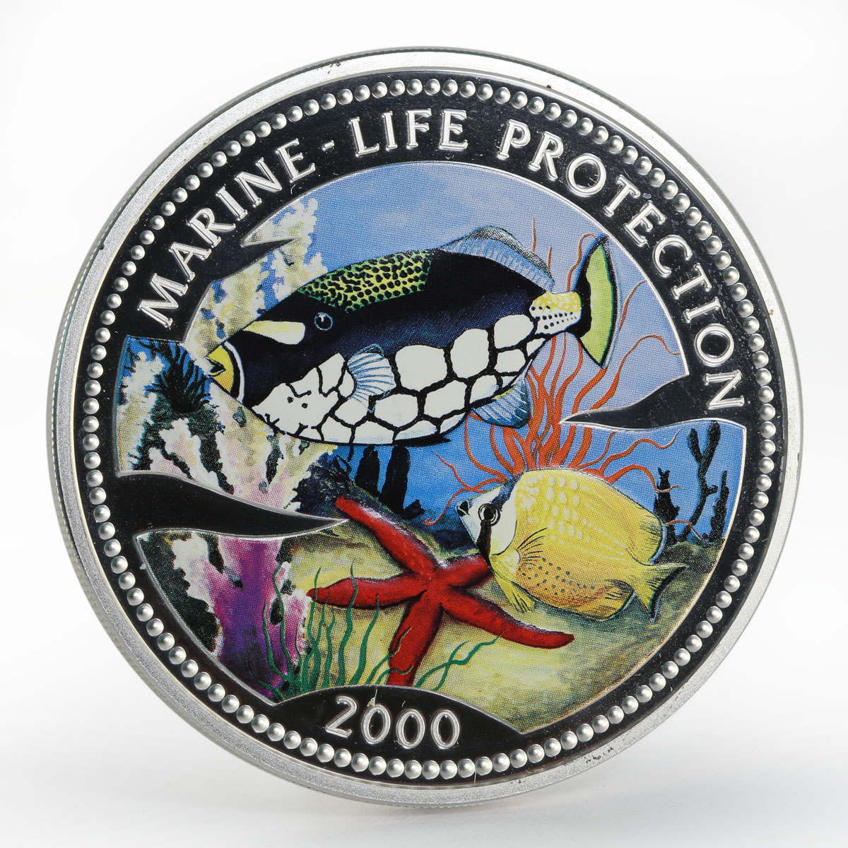 Congo 50 francs Fish Marine Life Protection colored proof silver coin 2000