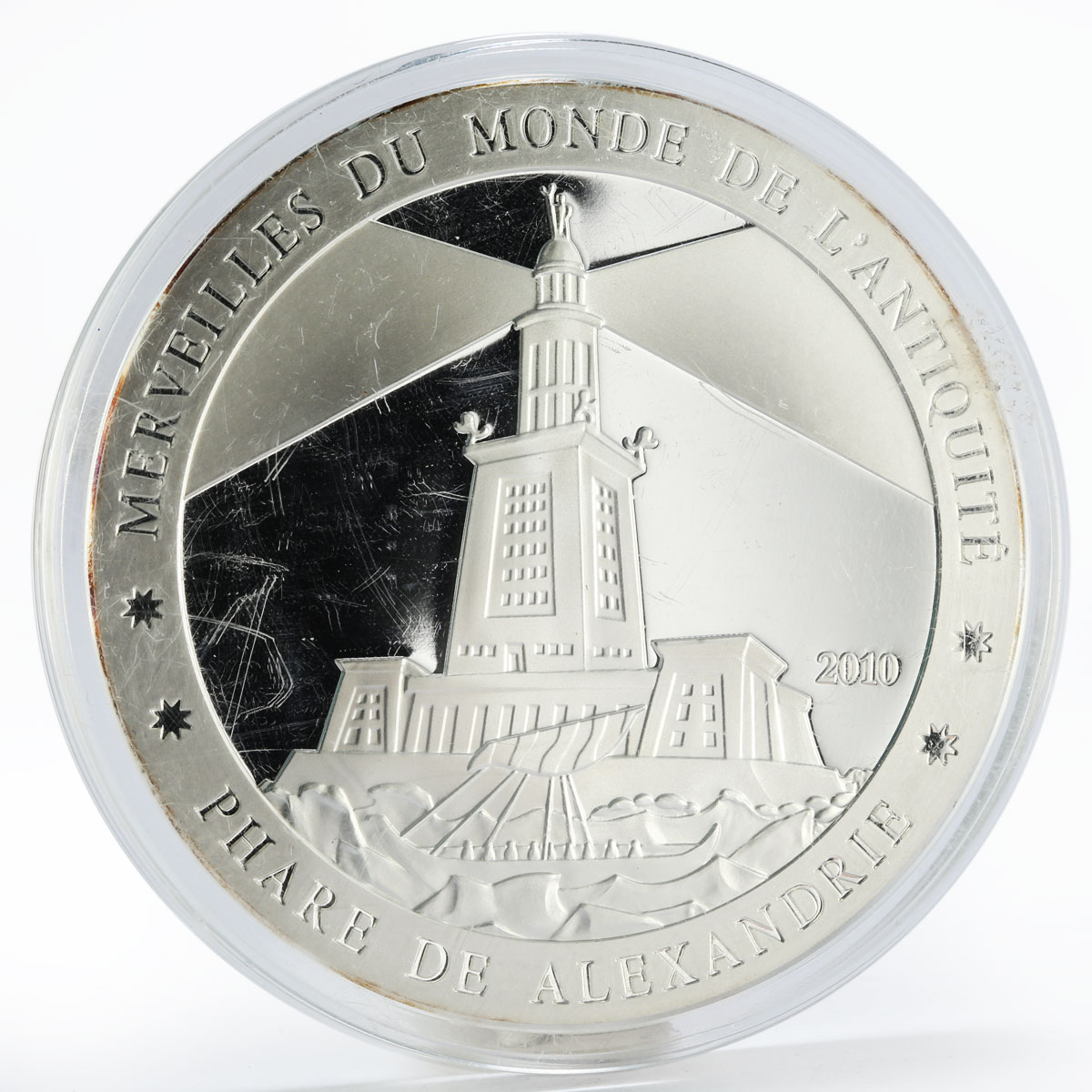 Ivory Coast 1500 francs Pharos Lighthouse of Alexandria proof silver coin 2010