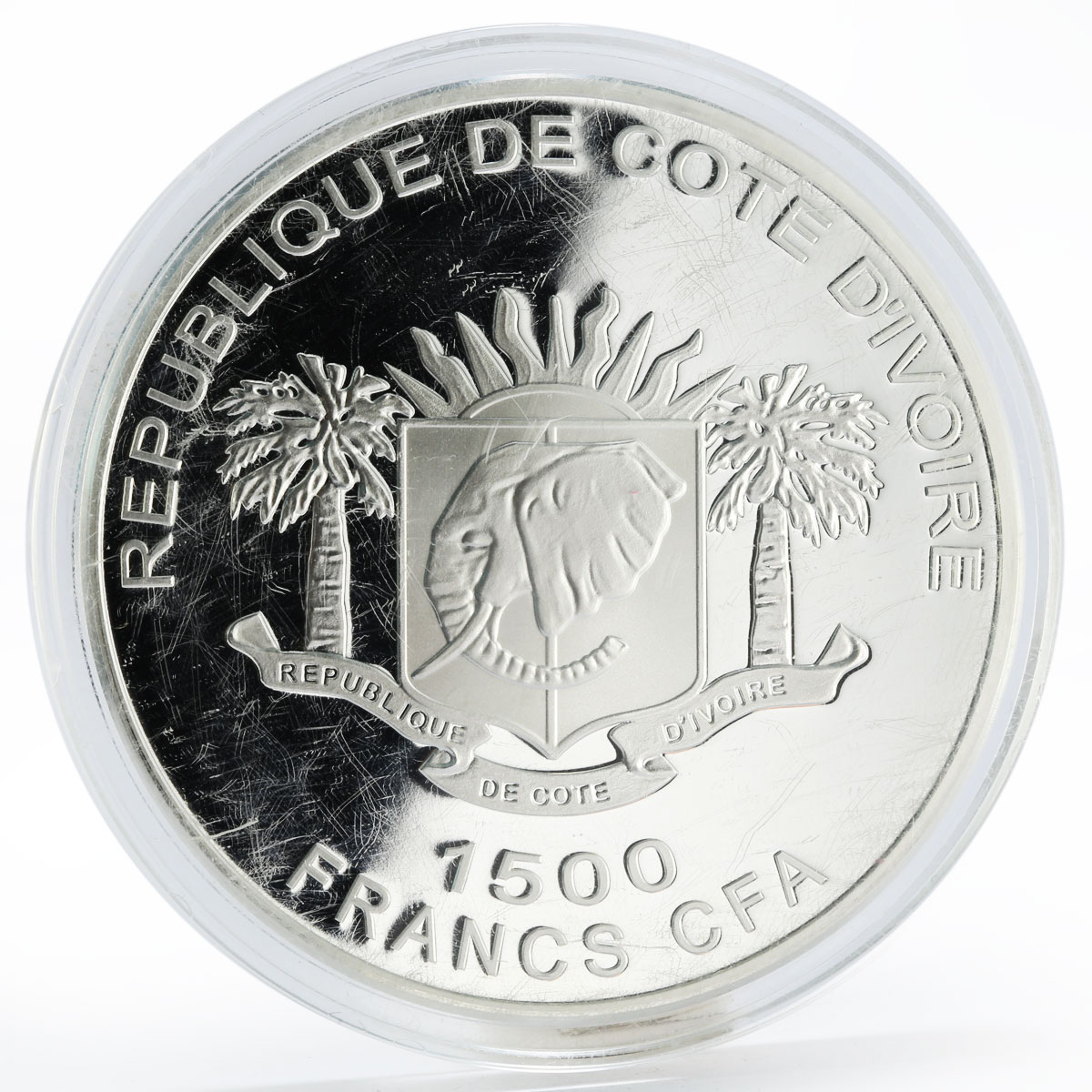 Ivory Coast 1500 francs Pharos Lighthouse of Alexandria proof silver coin 2010