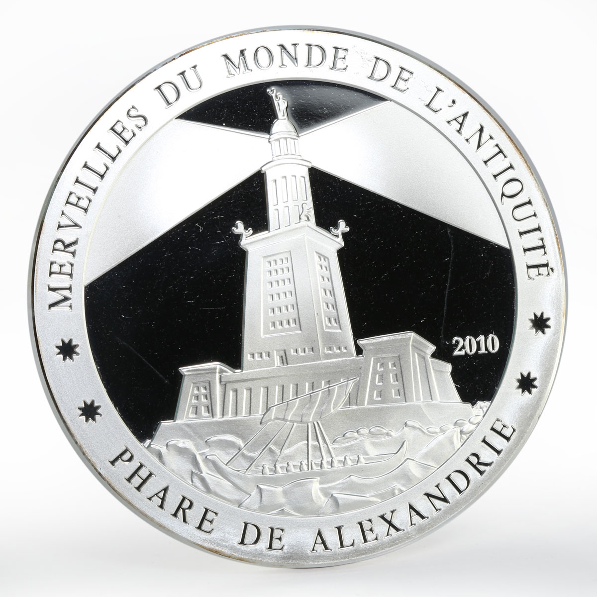 Ivory Coast 1500 francs Pharos Lighthouse of Alexandria proof silver coin 2010