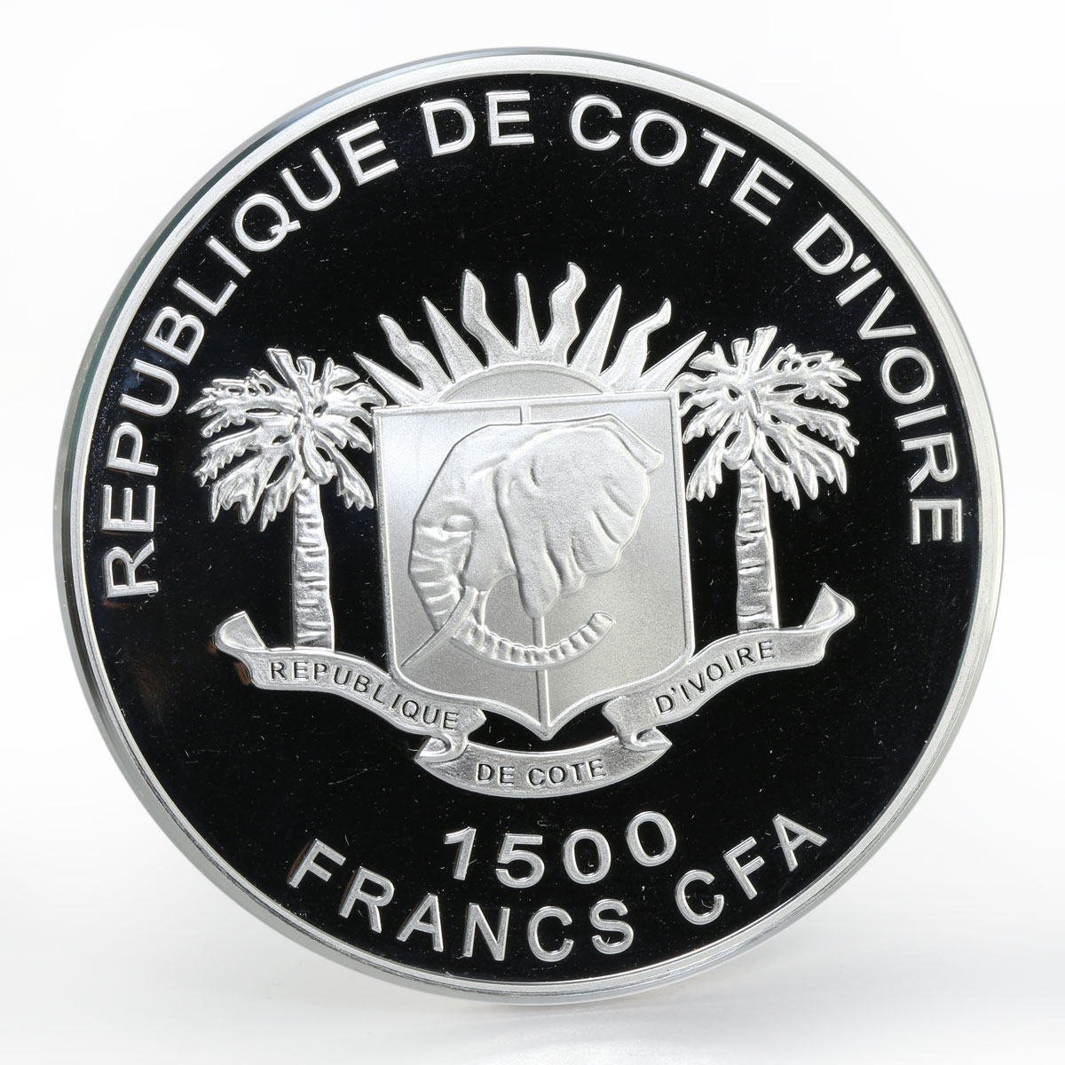 Ivory Coast 1500 francs Pharos Lighthouse of Alexandria proof silver coin 2010
