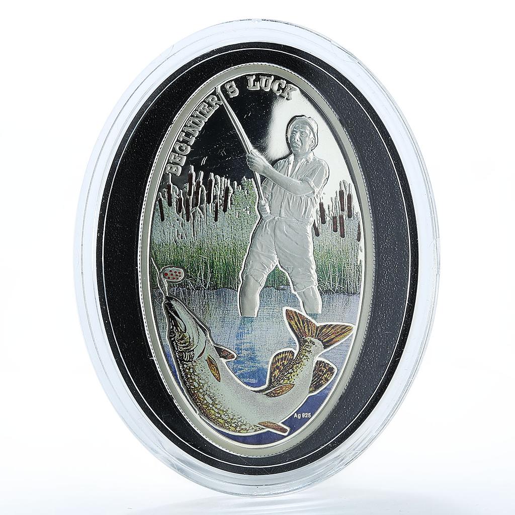 Niue 1 dollar Begginers Luck Lake Fishing Fish silver coin 2012