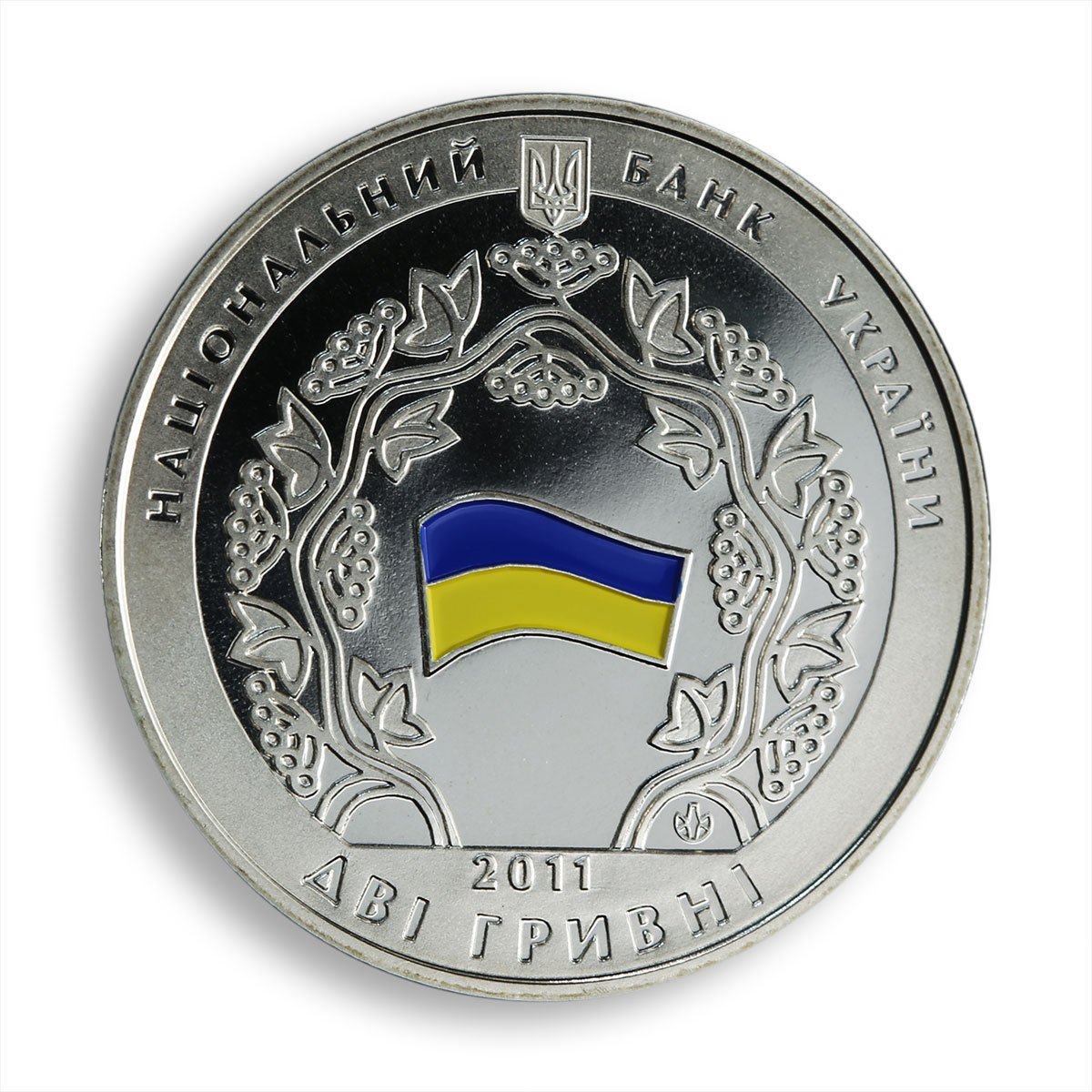 Ukraine 2 hryvnia 20th anniversary of CIS policy flag colored nickel coin 2011