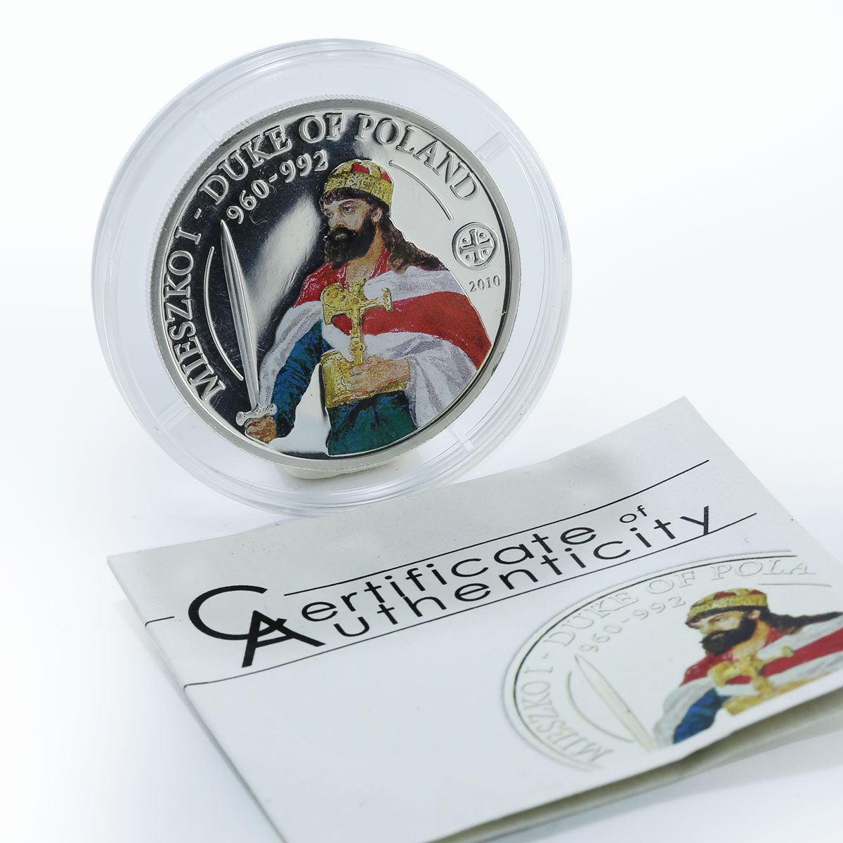 Palau, 2 dollars, 2010, Mieszko I, Duke of Poland, 1/2 oz Silver