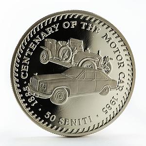 Tonga 50 seniti Rolls Royce Motor Car proof copper-nickel coin 1985