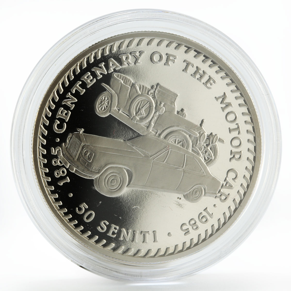 Tonga 50 seniti Rolls Royce cars proof copper-nickel coin 1985