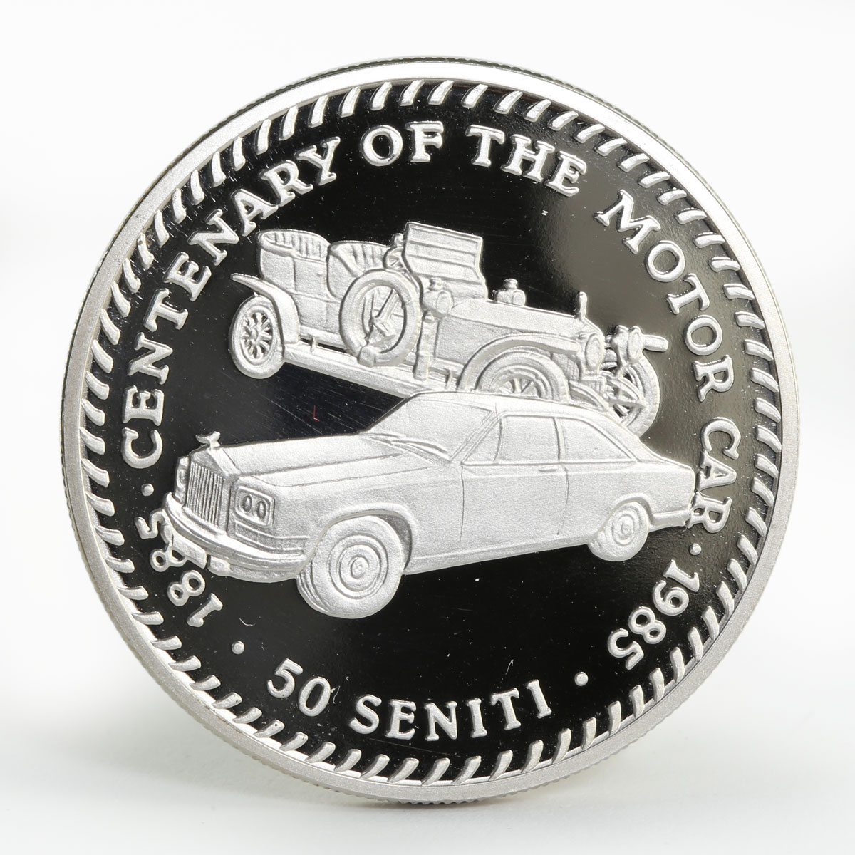 Tonga 50 seniti Rolls Royce cars proof copper-nickel coin 1985