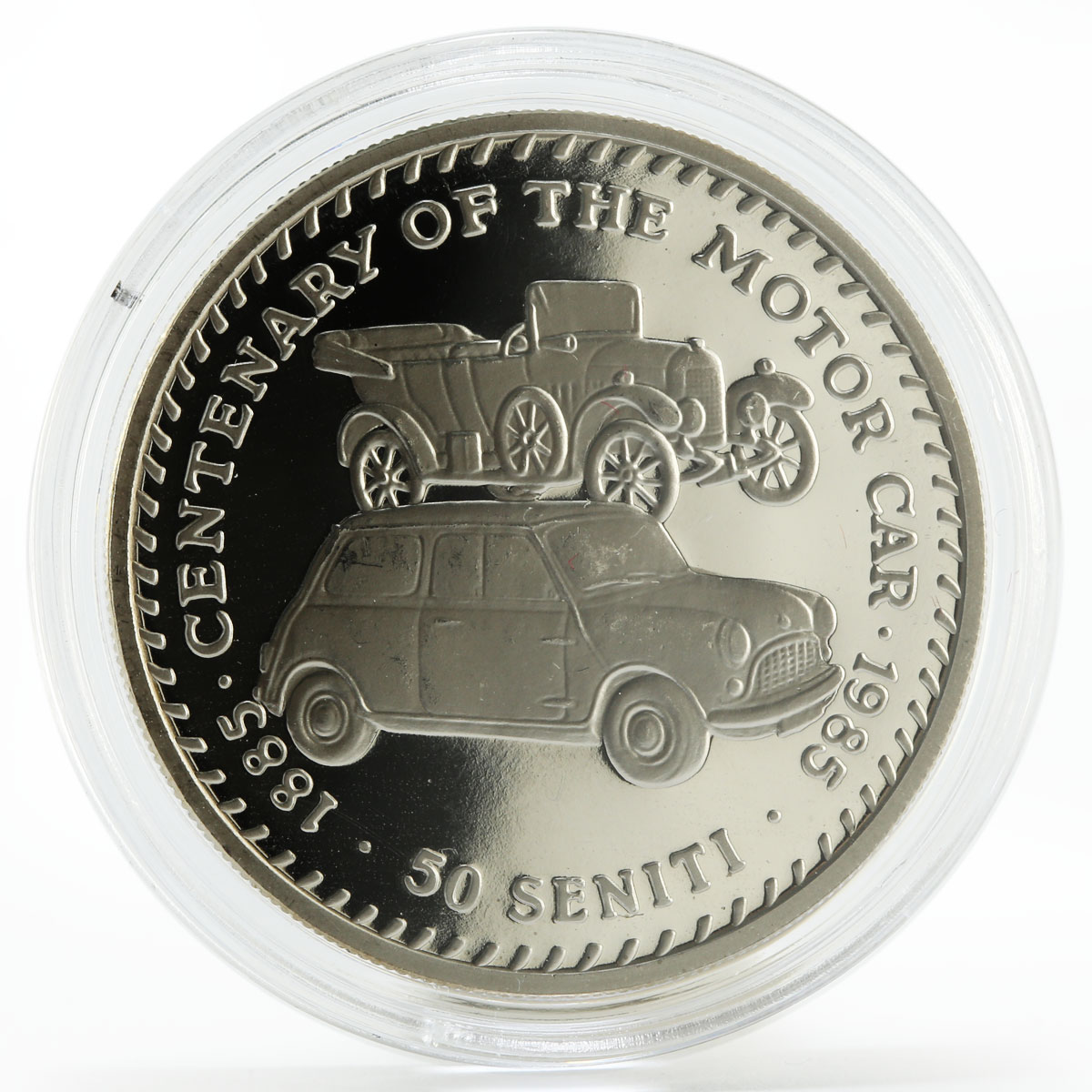 Tonga 50 seniti Cowley and Morris cars proof copper-nickel coin 1985