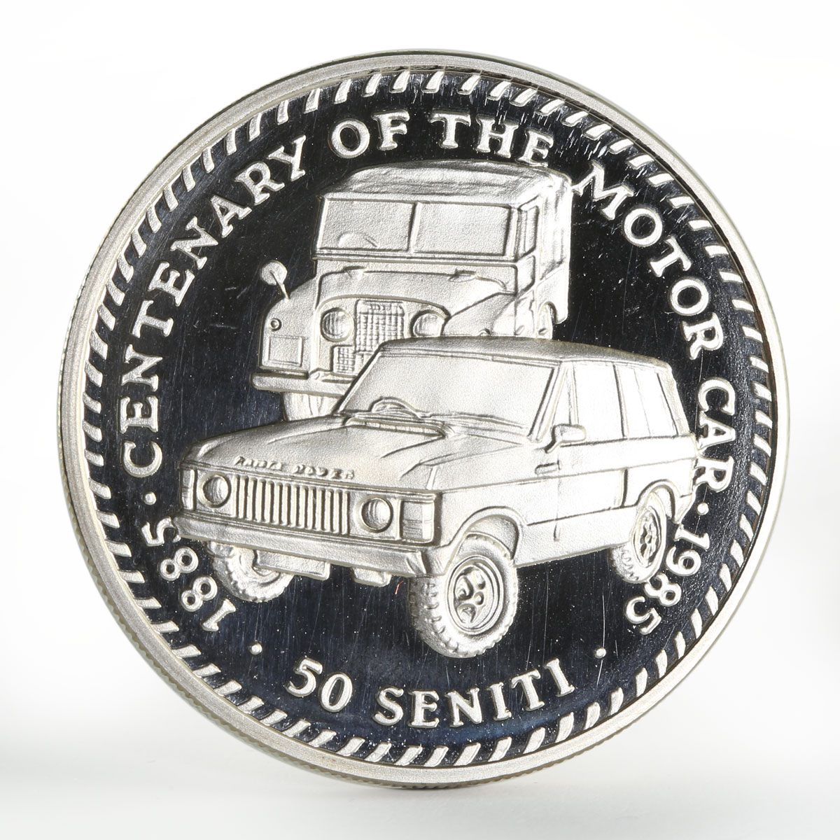 Tonga 50 seniti Rover cars proof copper-nickel coin 1985