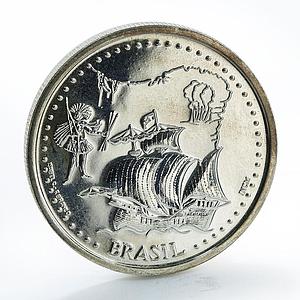 Portugal 200 ESC Brasil Republica Portuguesa Brasilis Ship Boat CuNi coin 1999