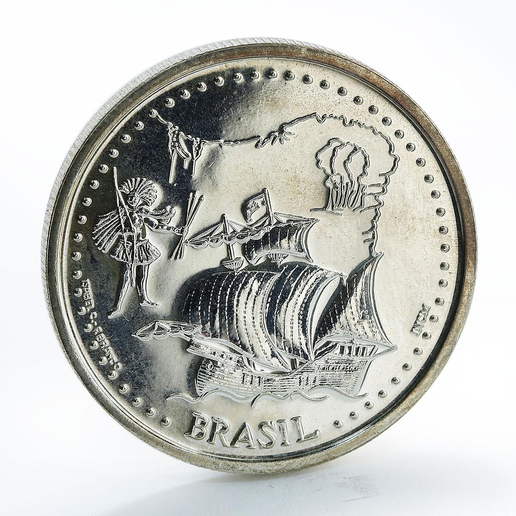 Portugal 200 ESC Brasil Republica Portuguesa Brasilis Ship Boat CuNi coin 1999