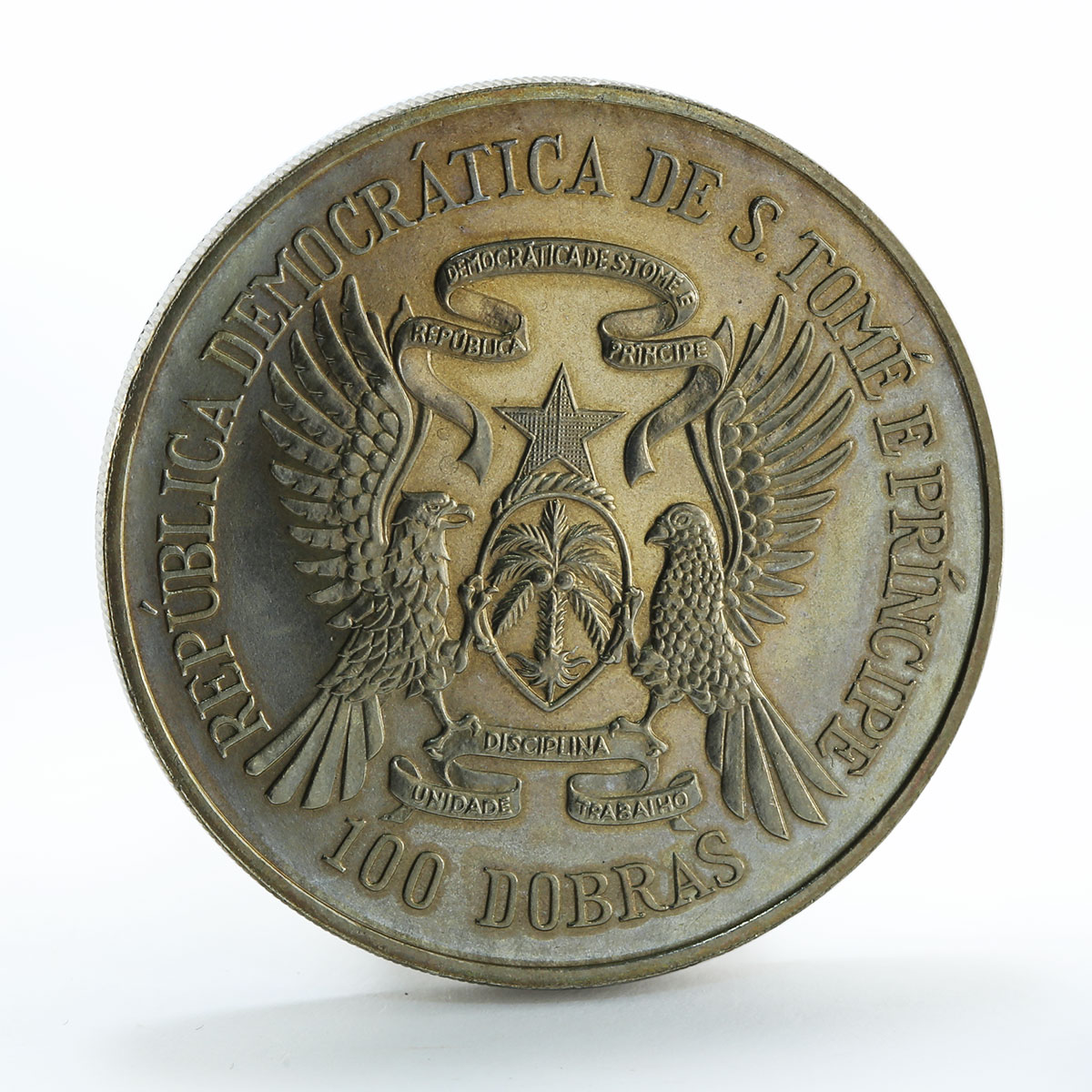 Sao Tome and Principe 100 dobras 10th Anniversary of Independence CuNi coin 1985