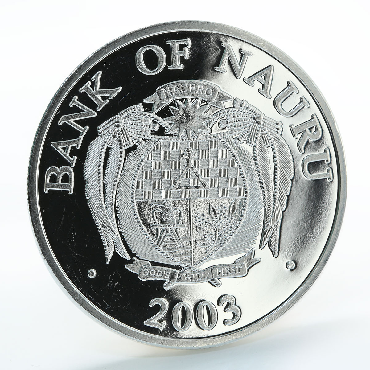 Nauru 10 dollars 1st Anniversary of the Euro German Mark silver coin 2003