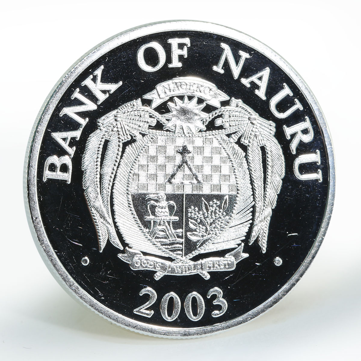 Nauru 10 dollars 1st Anniversary of the Euro German Mark silver coin 2003