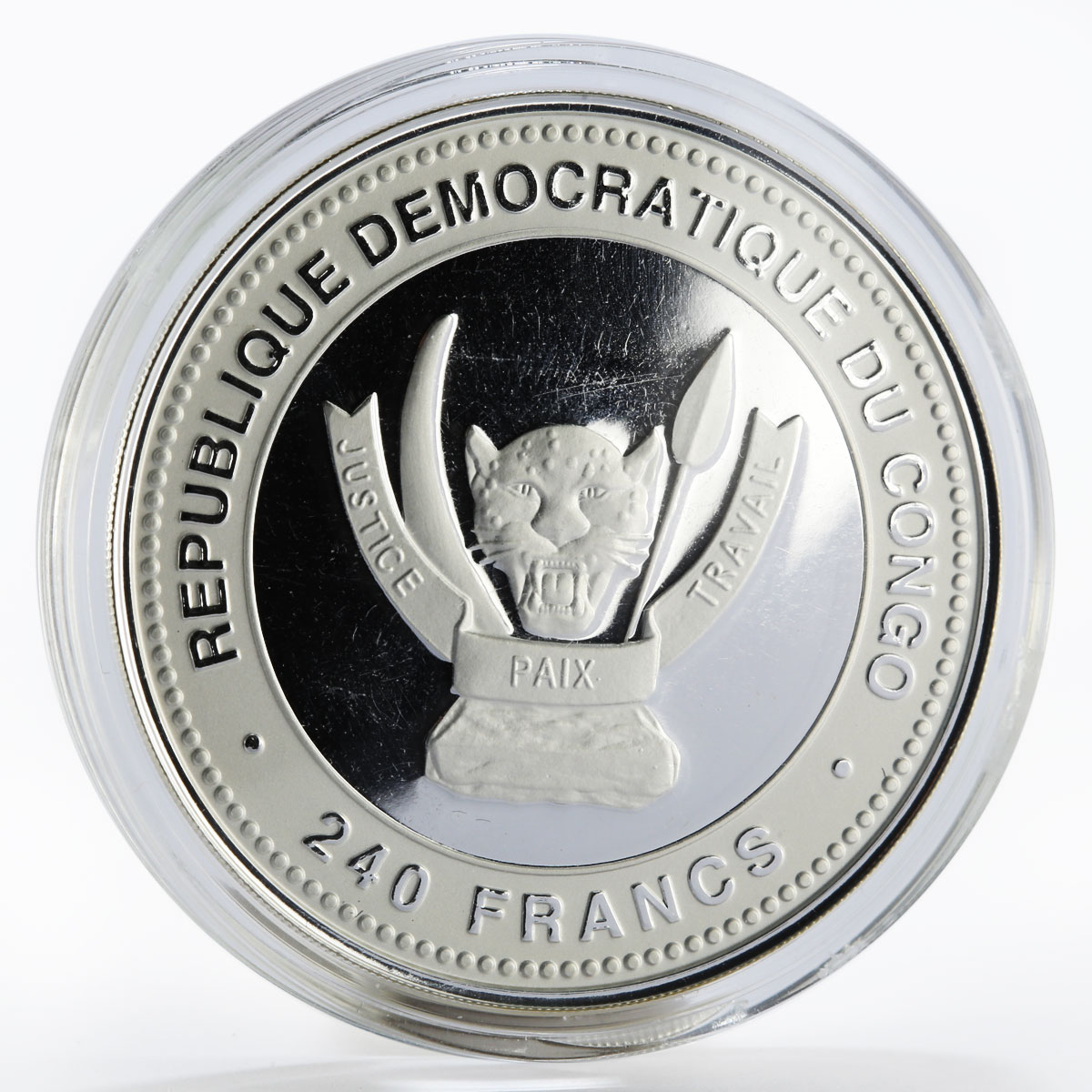 Congo 240 francs Year of the Goat Lucky colored silver coin 2015