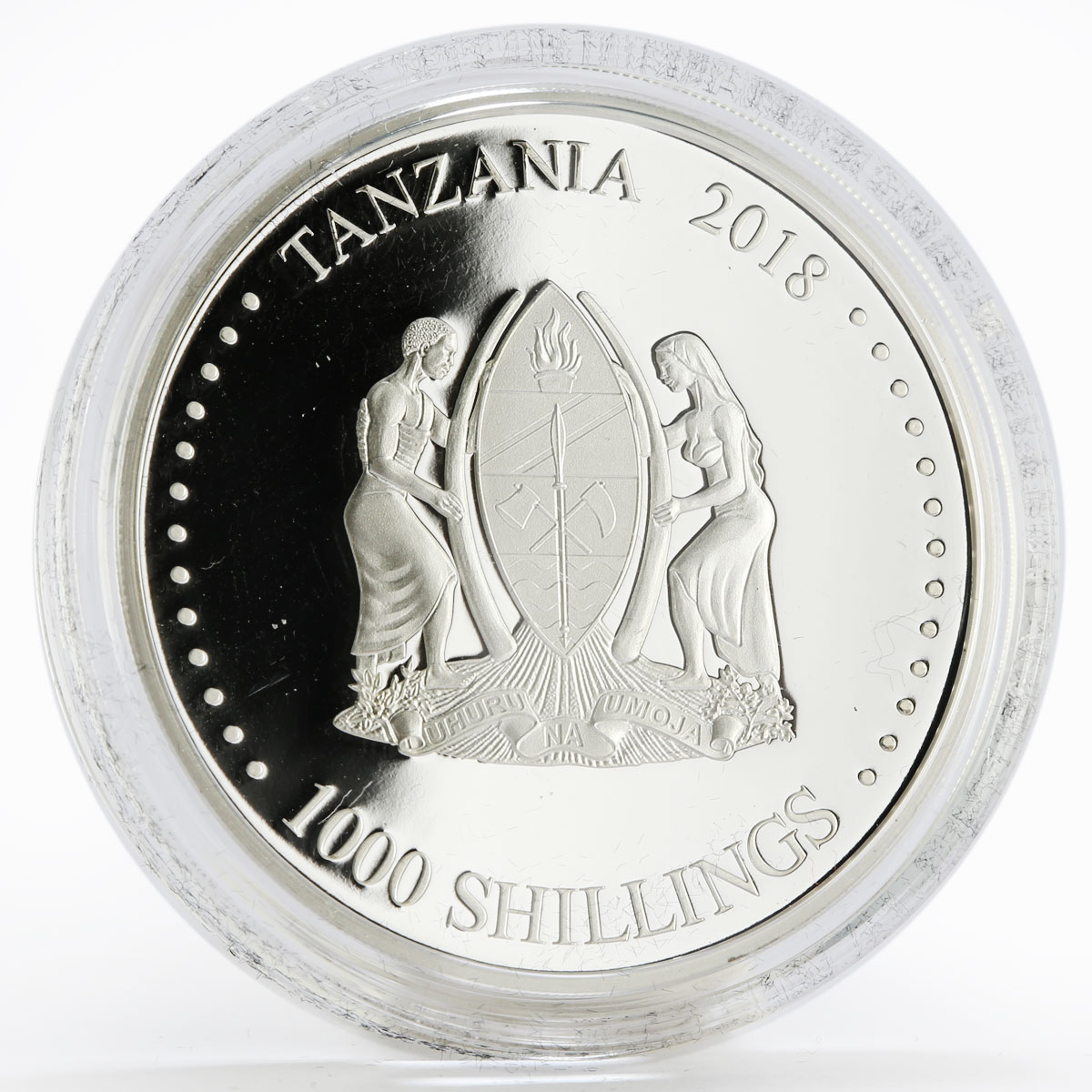 Tanzania 1000 shilings set of 2 coins Kalashnikov AK-47 colored silver coin 2018