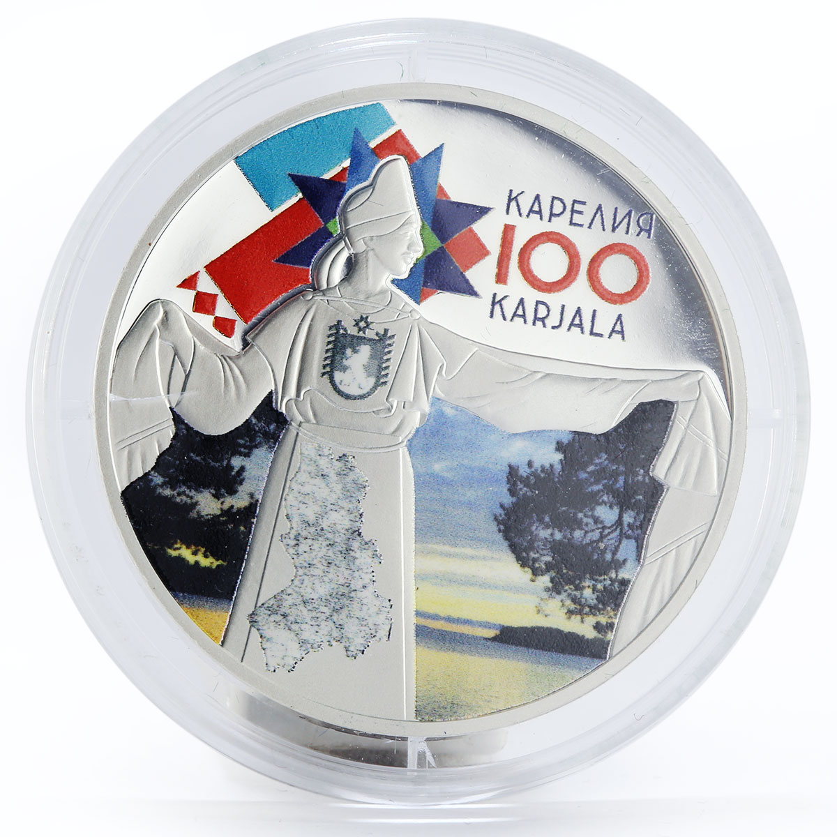 Cameroon 1000 francs 100th Anniversary of Karelia women deer silver coin 2019