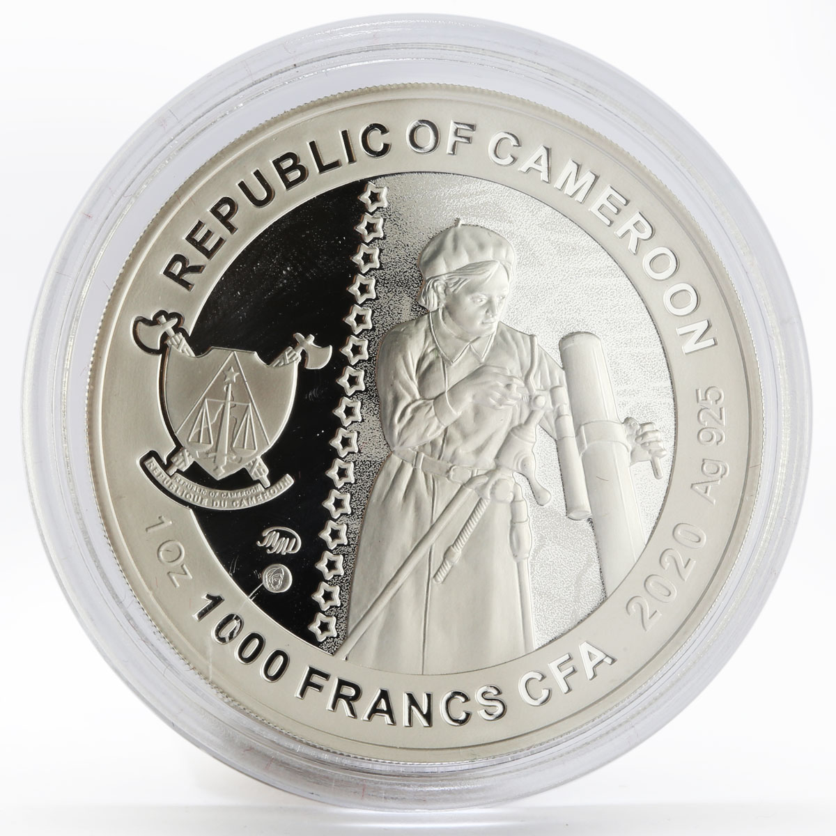 Cameroon 1000 francs Weapon of Victory Katyusha colored silver coin 2020
