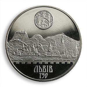 Ukraine 5 hryvnia 750 years to Lviv Ancient Cities Lemberg lion nickel coin 2006