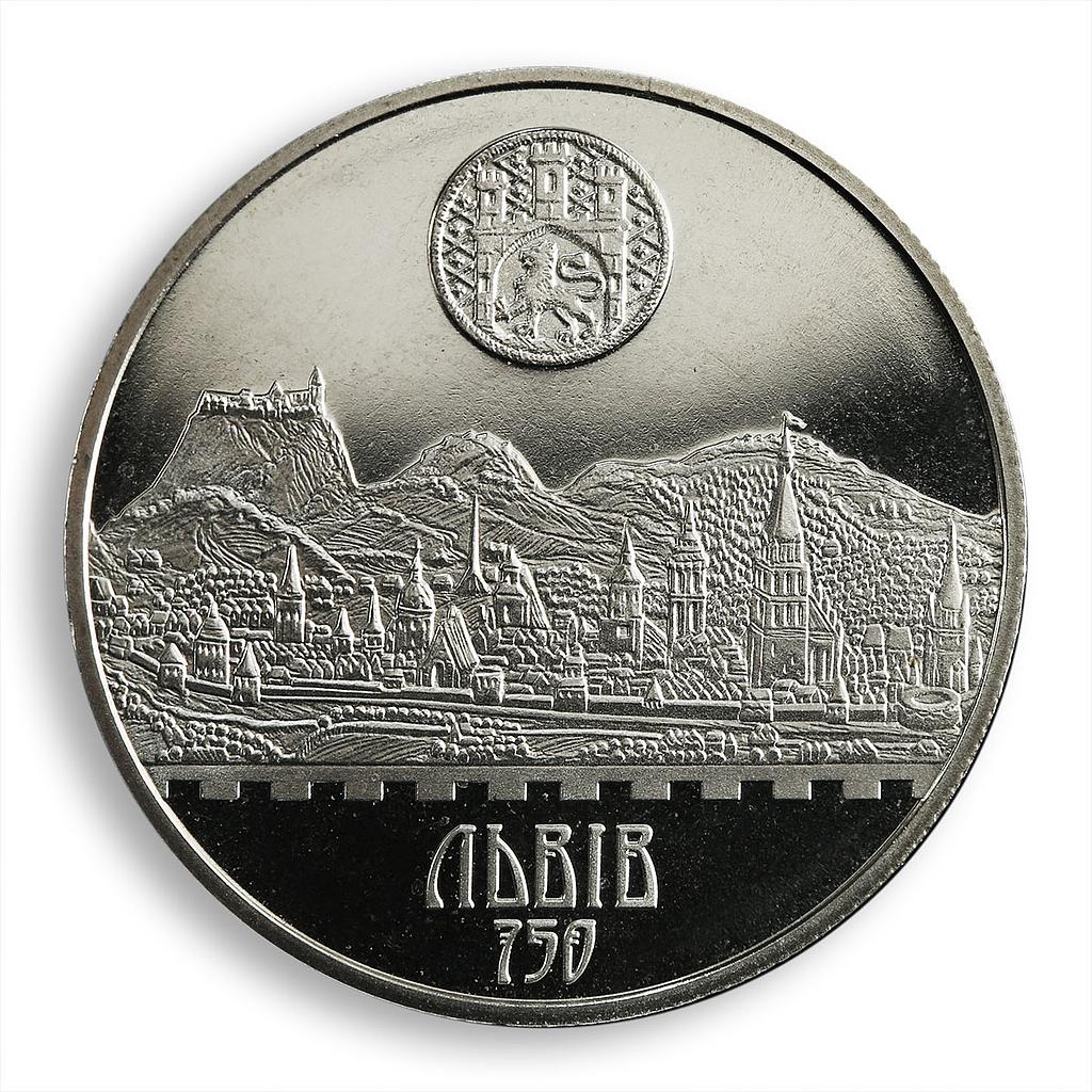 Ukraine 5 hryvnia 750 years to Lviv Ancient Cities Lemberg lion nickel coin 2006