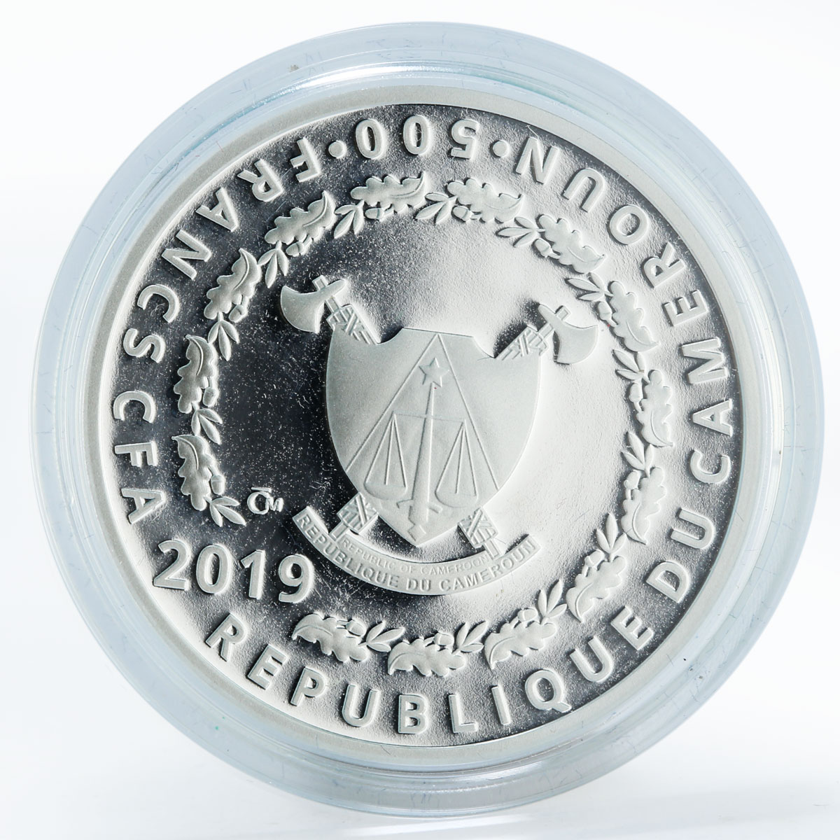 Cameroon 500 francs Hunting and Fishing duck colored proof silver coin 2019