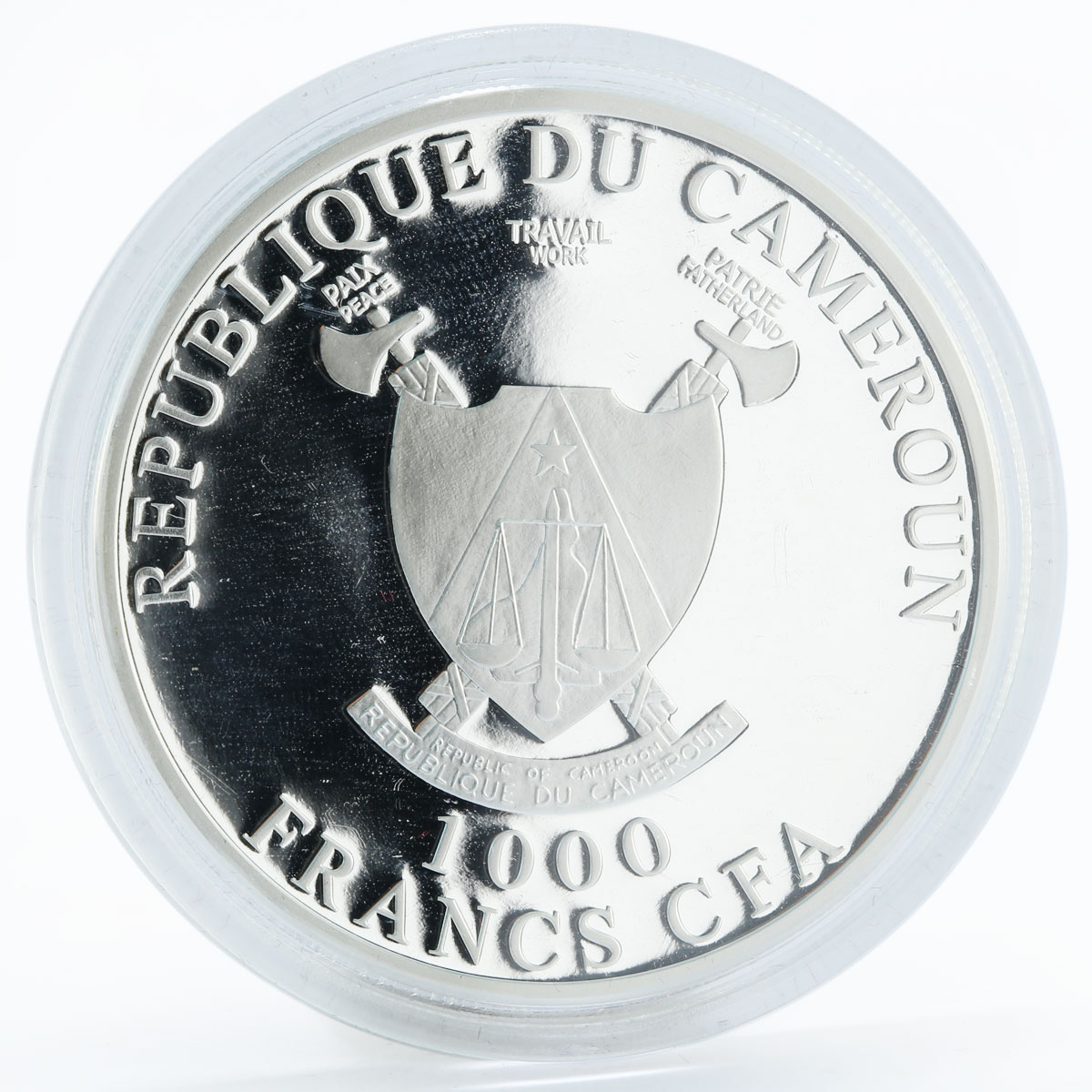Cameroon 1000 francs Cross River Gorilla with child proof silver coin 2011