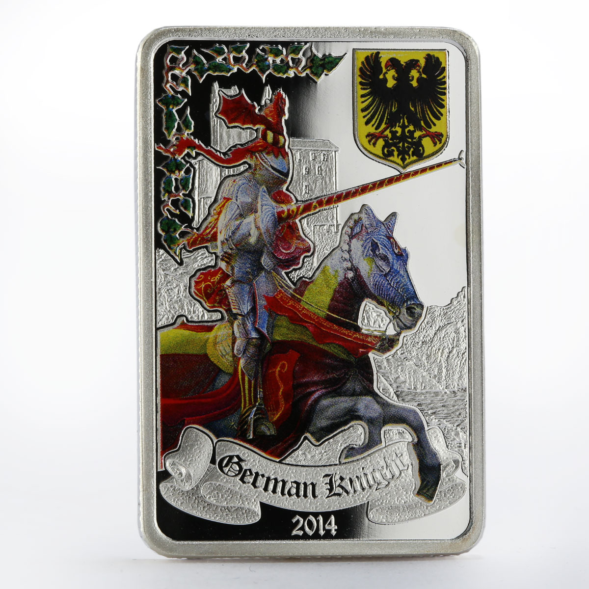 Benin 1000 francs German Knight colored proof silver coin 2014