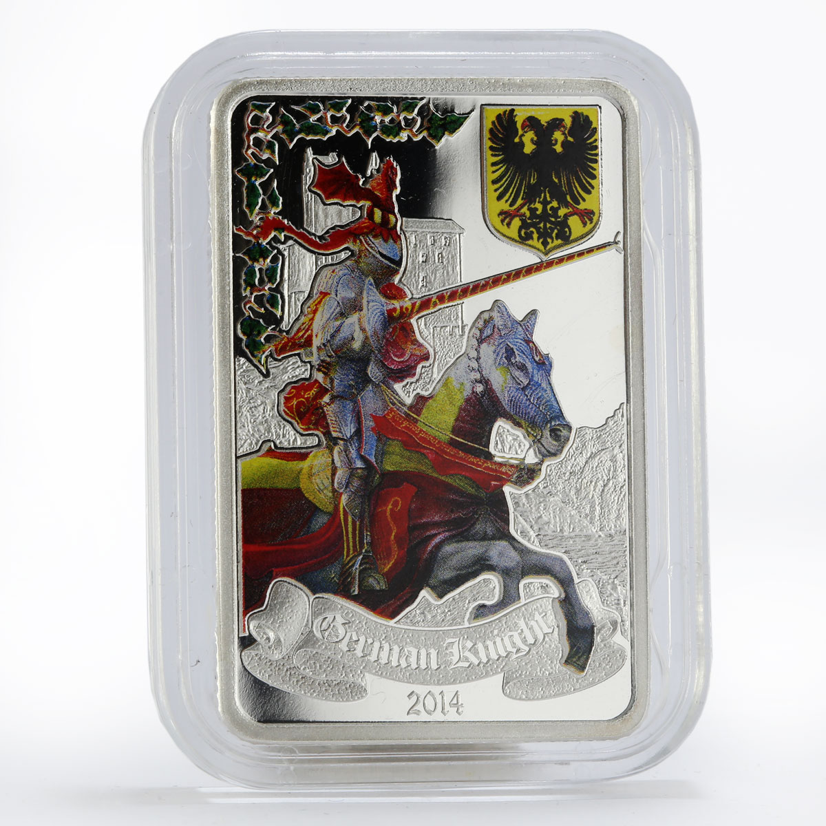 Benin 1000 francs German Knight colored proof silver coin 2014