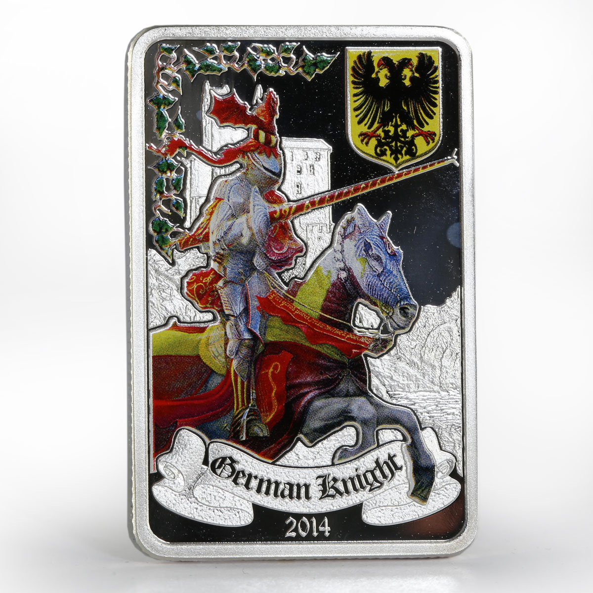 Benin 1000 francs German Knight colored proof silver coin 2014