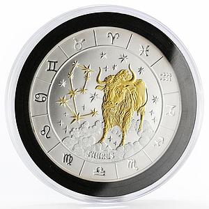 Rwanda 1000 francs Zodiac Taurus Bull Fauna Animals gilded silver coin 2009