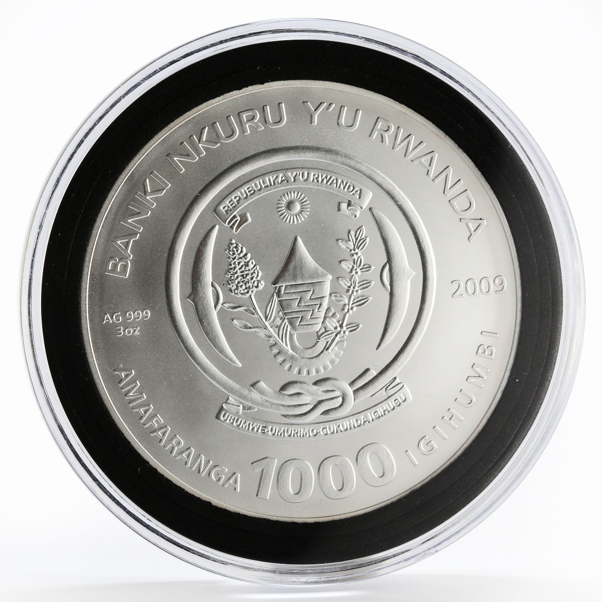 Rwanda 1000 francs Zodiac Taurus bull diamonds silver gilded coin 2009